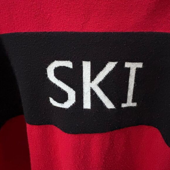 Talbots Plus 2X Red Black Ski Chalet Colorblock Crewneck Sweater - Picture 4 of 9
